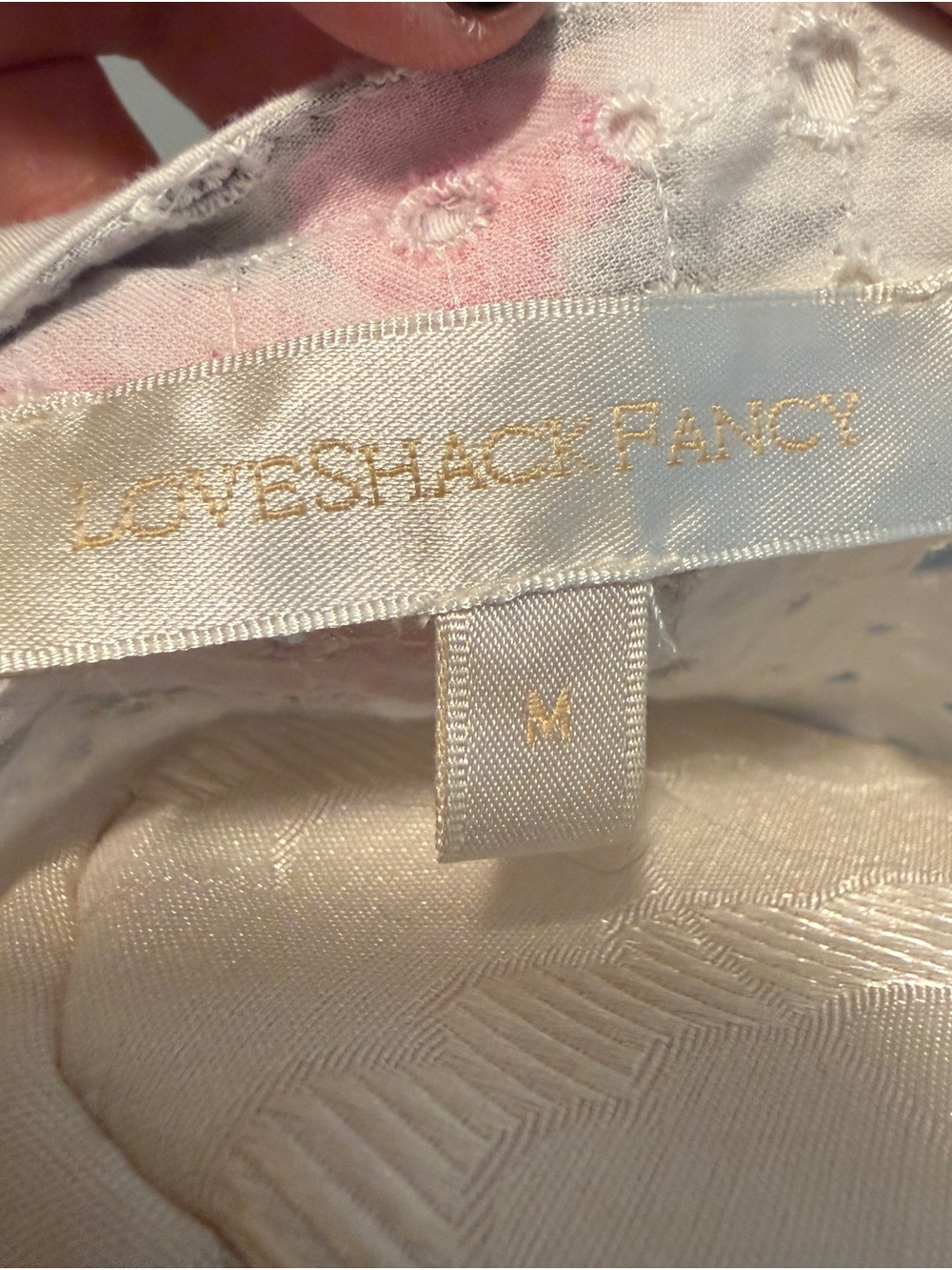 LoveShackFancy White Eyelet Wrap Top with Pink Floral Print - Picture 6 of 6